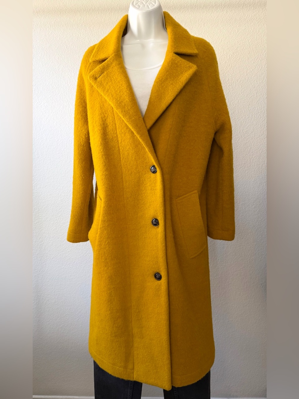 Emin & Paul Wool Blend Coat Mustard Yellow Size Small/Medium